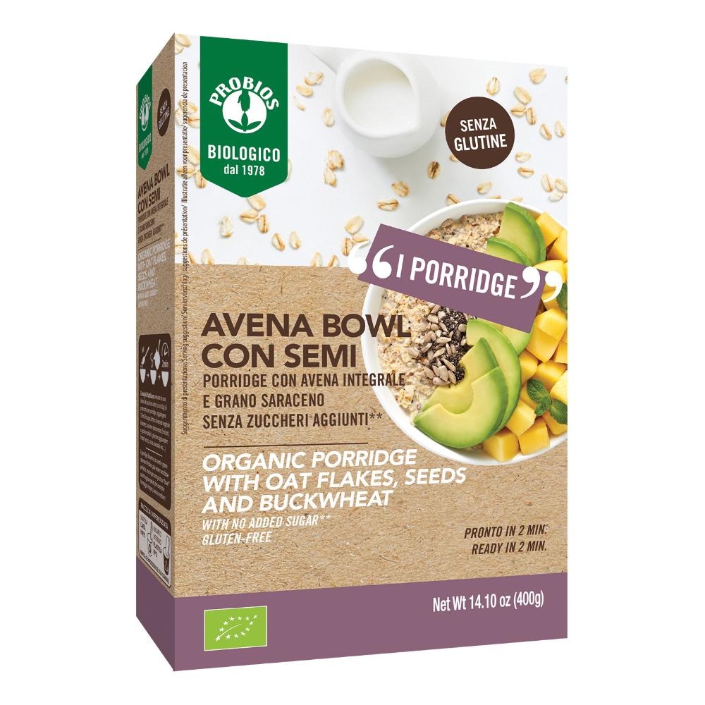 Probios bio avena bowl semi piu' porridge con avena integrale e grano saraceno 400 g