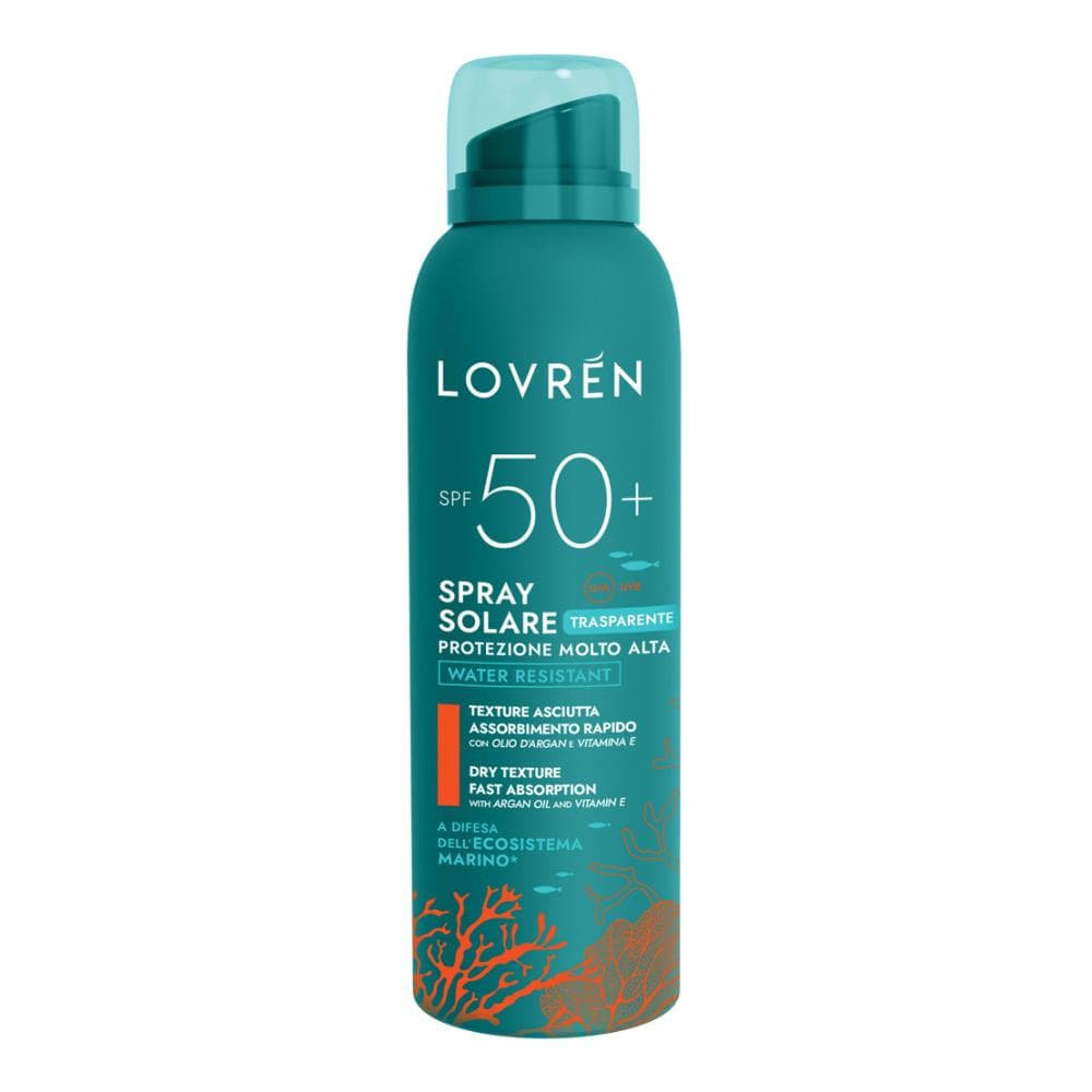 Lovrén Solare - Spray Solare Trasparente Protezione Molto Alta SPF50+, 150ml