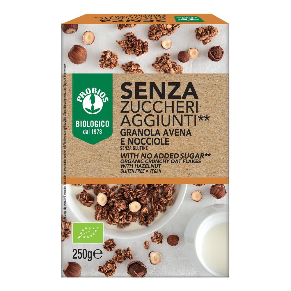 Probios granola senza zuccheri aggiunti avena e nocciola senza glutine 250 g