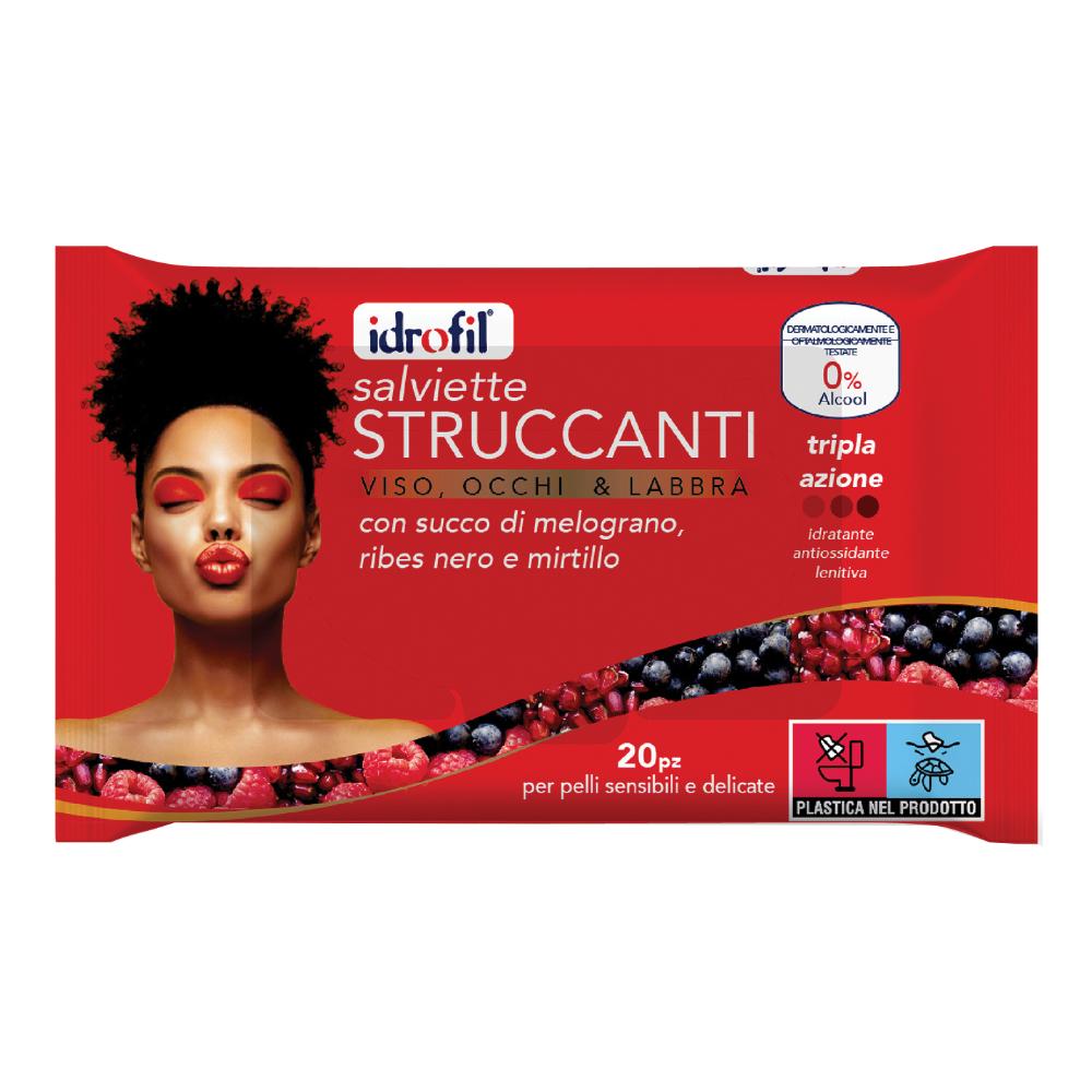 Idrofil salviettine struccanti succo di melograno ribes nero e mirtillo 20 pezzi