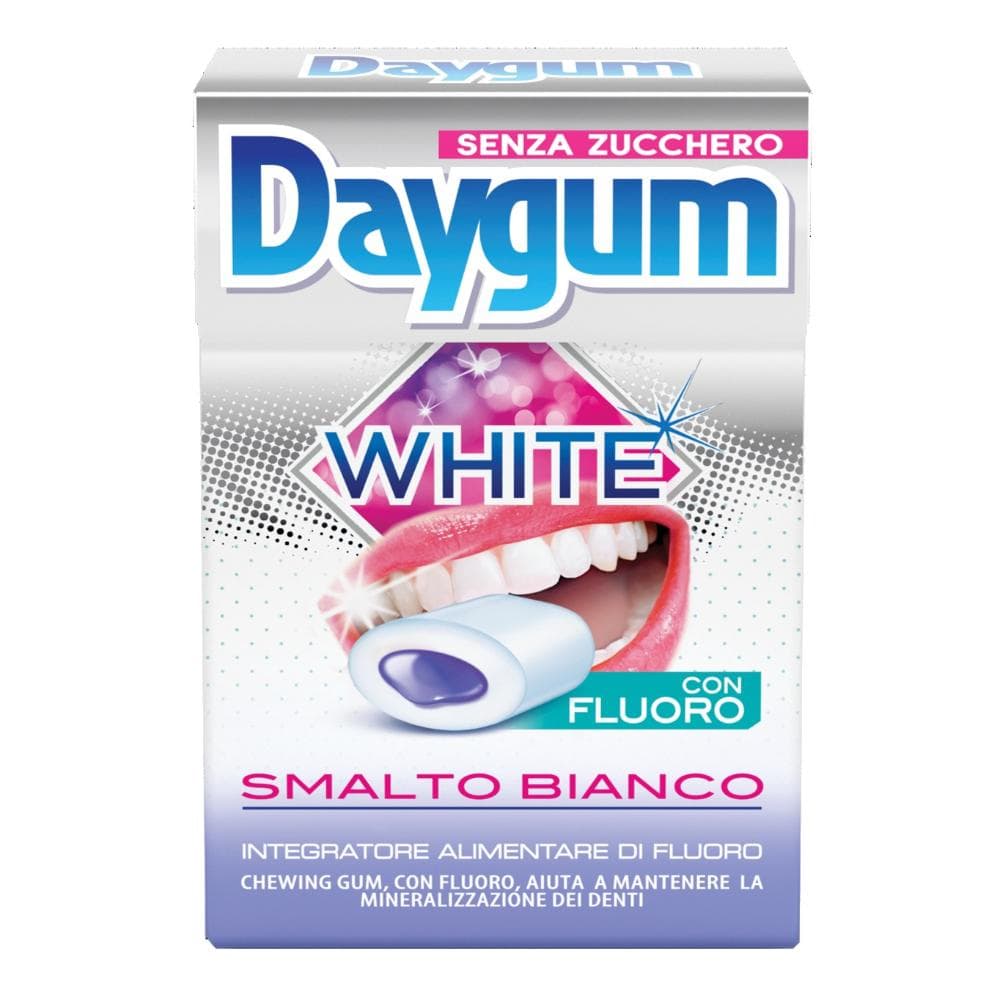 Daygum White Chewing Gum Senza Zucchero per Denti Bianchi, 20 Chewing Gum