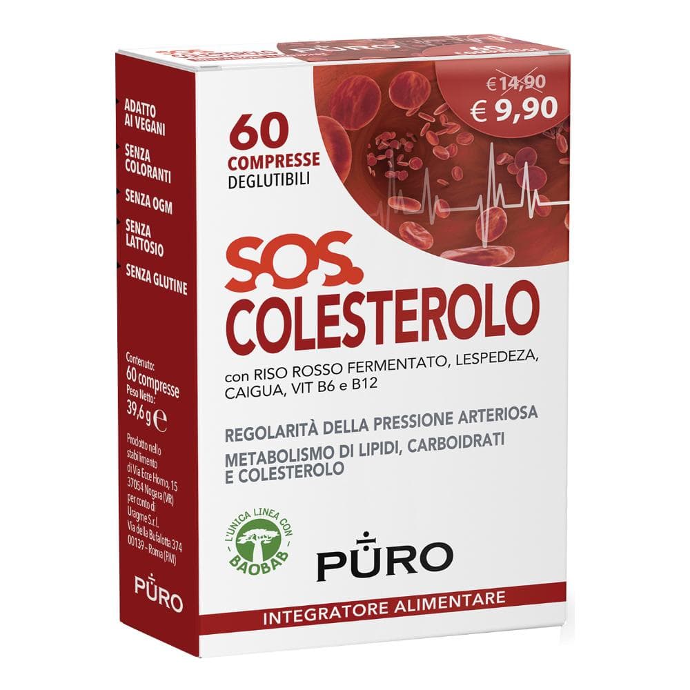 Puro SOS Colesterolo Integratore Metabolismo Lipidi, 60 Compresse Deglutibili