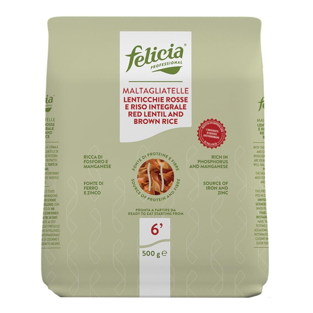 Felicia Professional Maltagliatelle di Lenticchie Rosse e Riso Integrale Senza Glutine 500 g