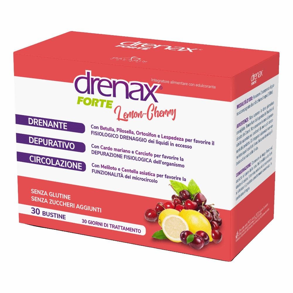 Paladin Pharma Drenax - Forte Lemon Cherry Integratore Depurativo, 30 Bustine