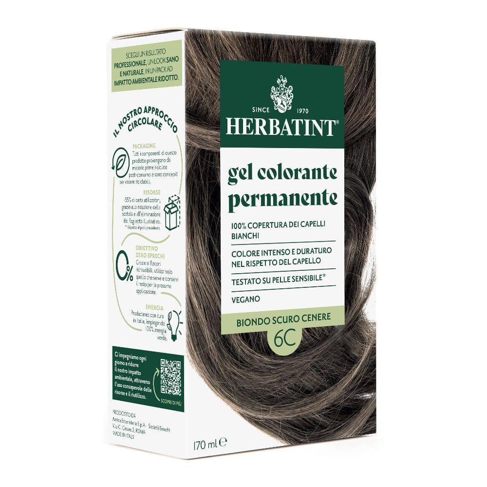 Herbatint Tintura Capelli Gel Permanente 6C Biondo Scuro Cenere 170 ml