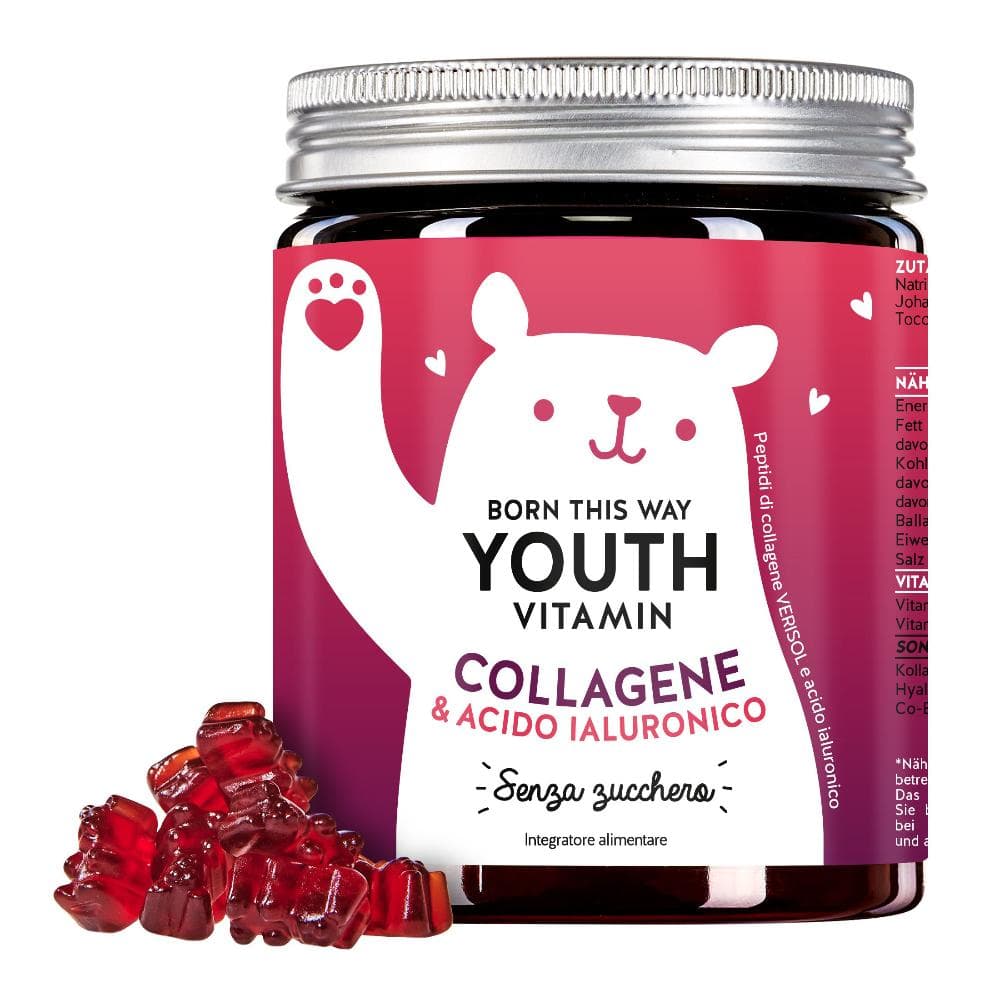 Born this way youth vitamin collagene & acido ialuronico 60 caramelle gommose