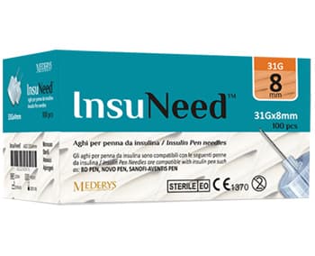 Ago Penna Somministrazione Insulina Insuneed Gauge 31 8 Mm 100 Pezzi