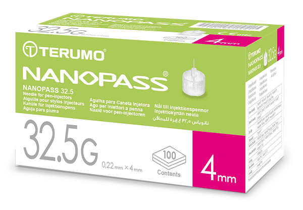 Nanopass Ago Per Penna Insulina 32.5G 4 mm 100 Pezzi