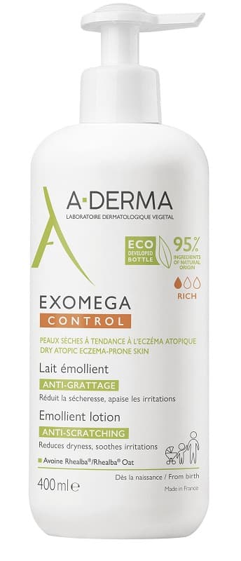 A-Derma Exomega Control Latte Emolliente Anti-grattage Per Pelle Secca o a Tendenza Atopica 400 ml