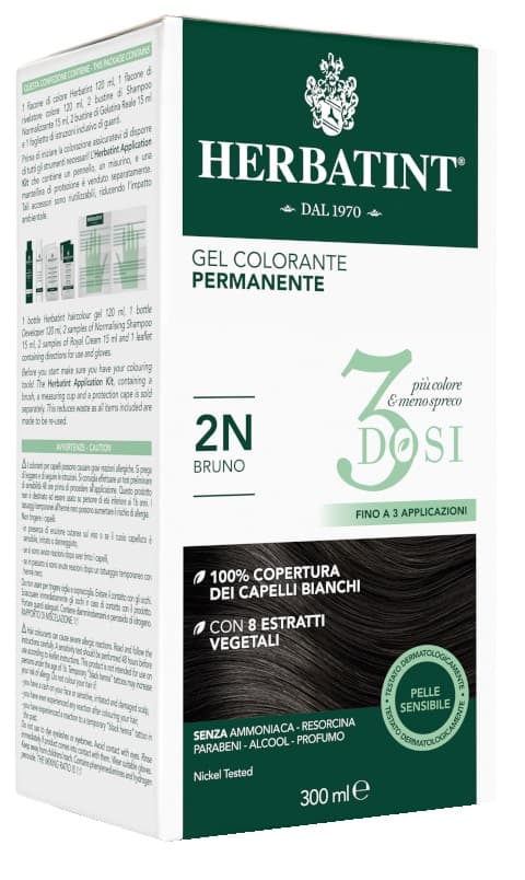 Herbatint Tintura Capelli Gel Permanente 3Dosi 2N Bruno 300 ml
