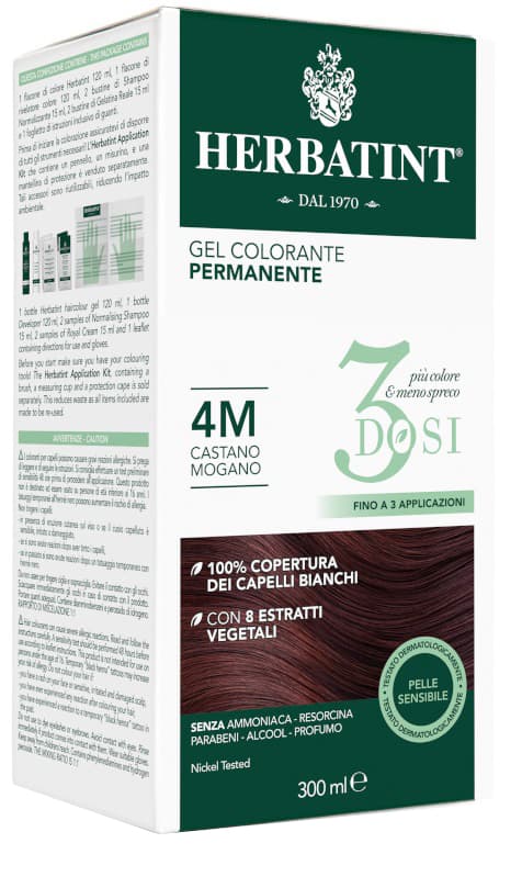 Herbatint Tintura Capelli Gel Permanente 3Dosi 4M Castano Mogano 300 ml