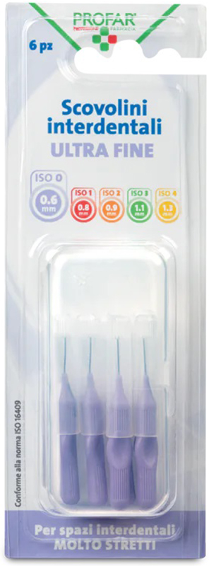 Profar Scovolini Interdentali Lilla Extra Fine Iso 0 0.6mm, 6 Pezzi