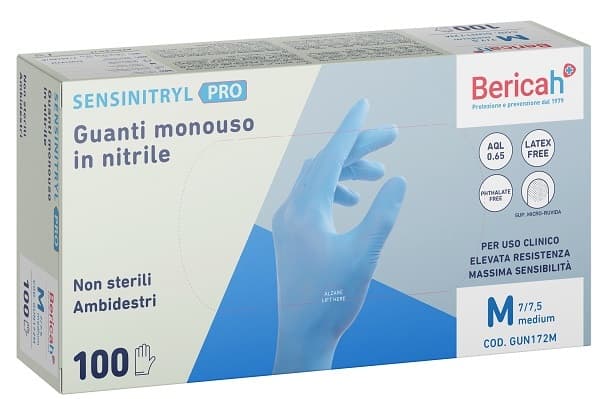 Guanto monouso sensinitryl pro in nitrile medium 100 pezzi
