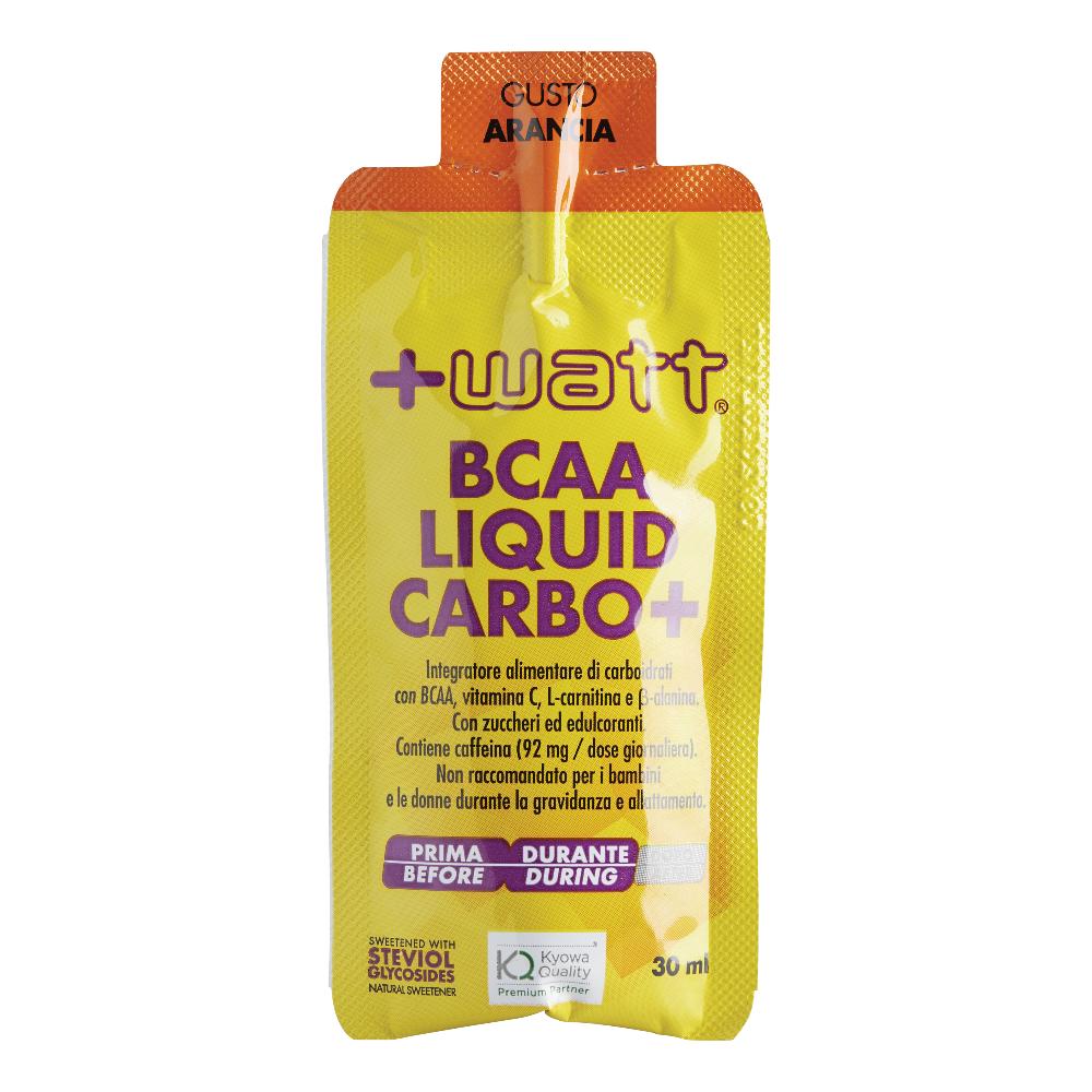 +Watt BCAA Liquid Carbo+ Integratore per Sportivi Gusto Arancia, 30ml