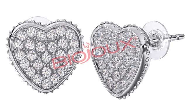 BJT256 ORECCHINI HEART PAVE STAINLESS STEEL