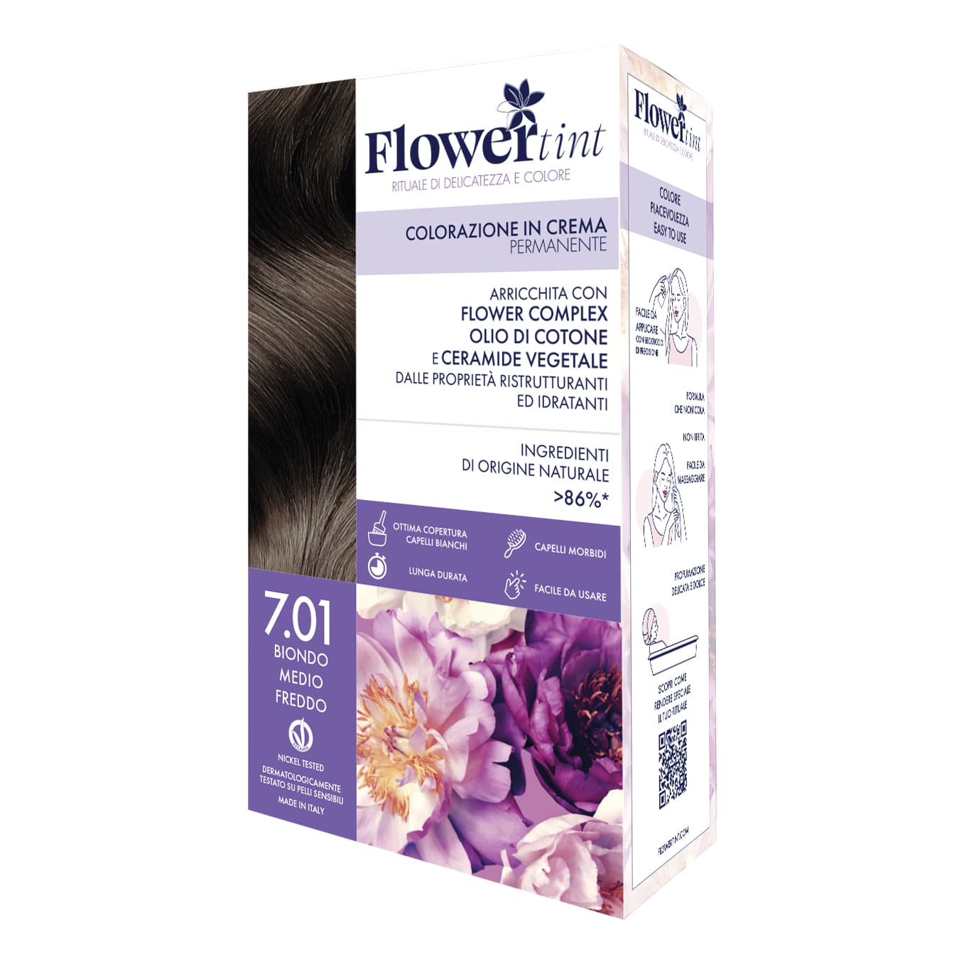 Flowertint colorazione in crema permanente 7,01 biondo medio freddo