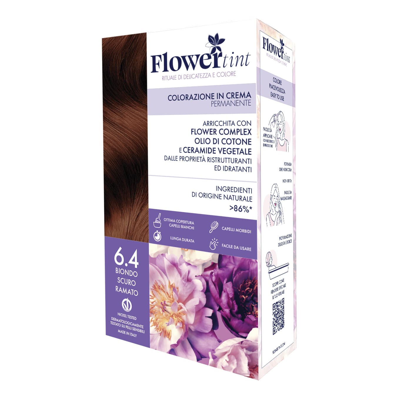 Flowertint colorazione in crema permanente 6,4 biondo scuro ramato
