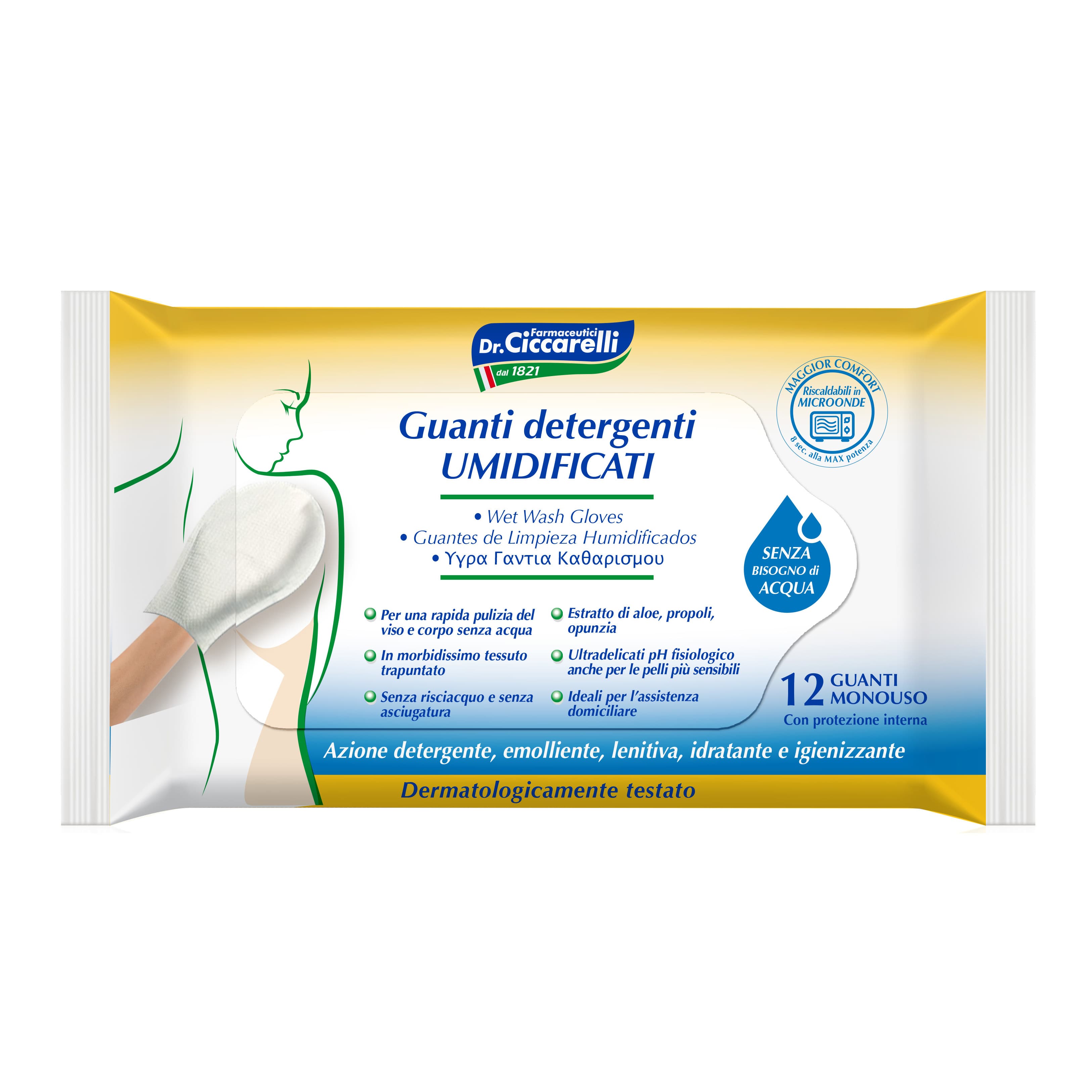 Dr. Ciccarelli Guanti Detergenti Umidificati 12 Guanti Monouso