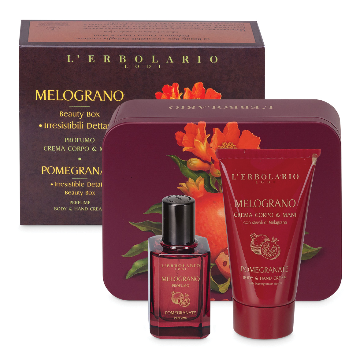 Melograno beauty box irresistibili dettagli 1 profumo 30 ml + 1 crema corpo & mani 75 ml edizione limitata