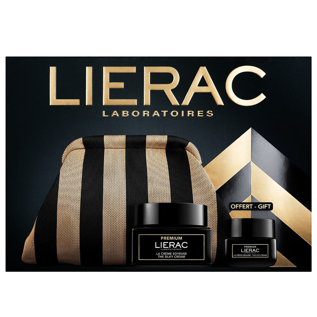 Lierac Cofanetto Premium con Crema Soyeuse Premium Idratante 50 ml+ Crema Regard Premium Anti-Rughe 20 ml + Pochette in Regalo