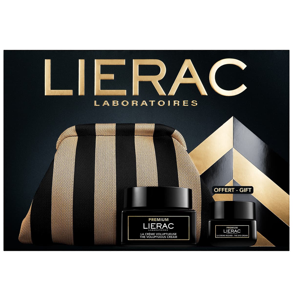 Lierac Cofanetto Premium Voluptueuse Con Crema Voluptueuse Premium 50 ml+ Crema Regard Premium Contorno Occhi 20 ml + Pochette in Regalo