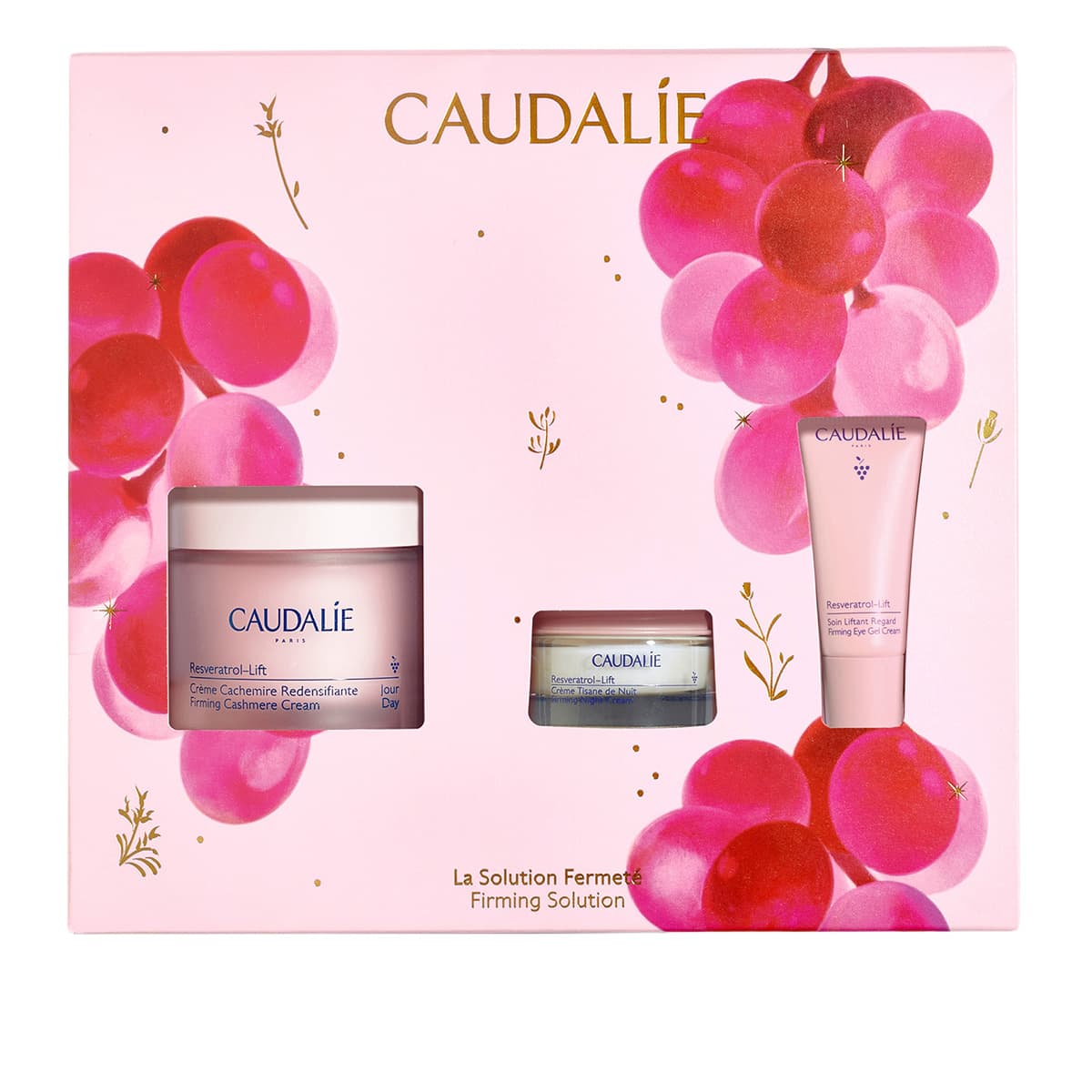 Caudalie Cofanetto Cachemire Soluzione Rassodante Crema 50 ml + Crema Tisana della Notte 15 ml + Trattamento Liftante Occhi 5 ml