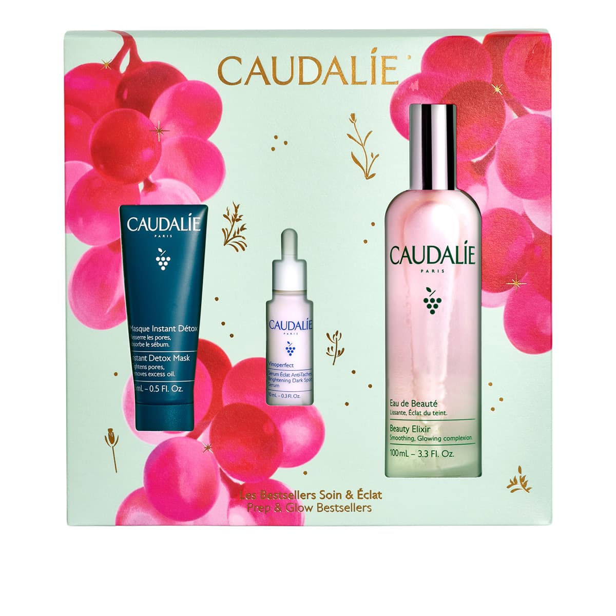 Caudalie Cofanetto Illuminante Acqua di Bellezza 100 ml + Maschera 15 ml + Siero 10 ml