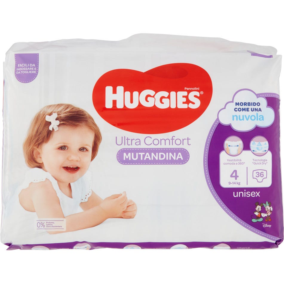 Huggies Ultra Comfort Mutandina Pant per Bambini Taglia 4 per 7-18 Kg, 36 Pezzi