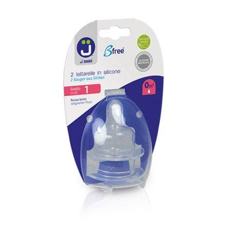 J bimbi b free classic/glass/me 2 tettarelle in silicone flusso 1