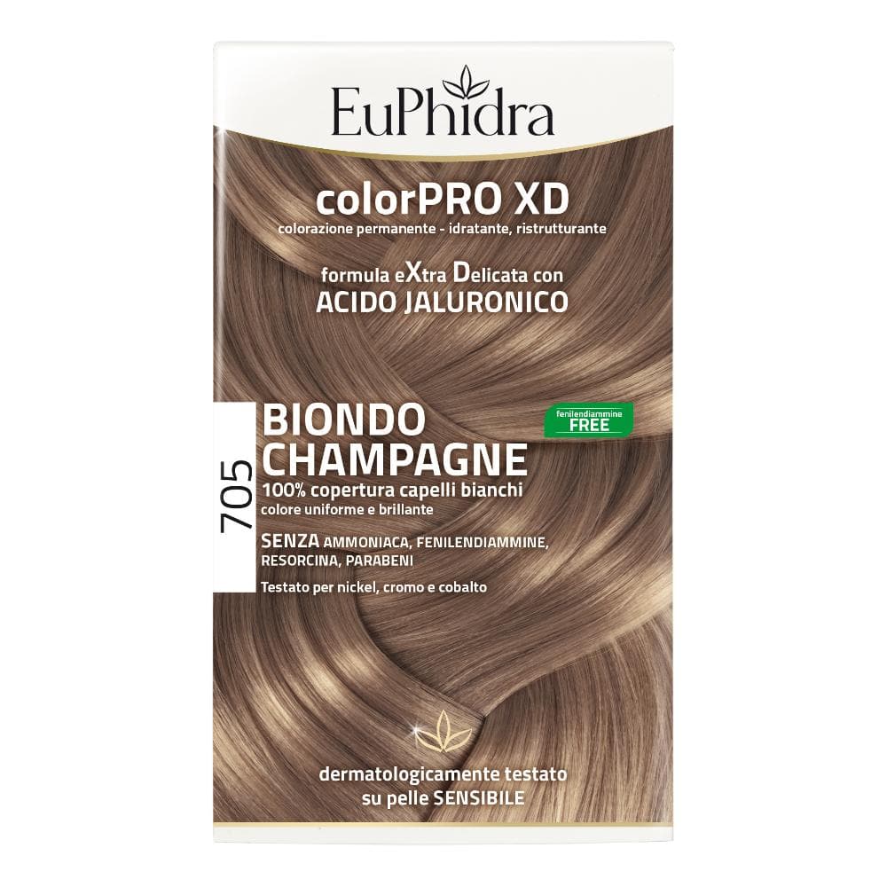 Euphidra colorpro xd 705 biondo champagne gel colorante capelli in flacone + attivante + balsamo + guanti