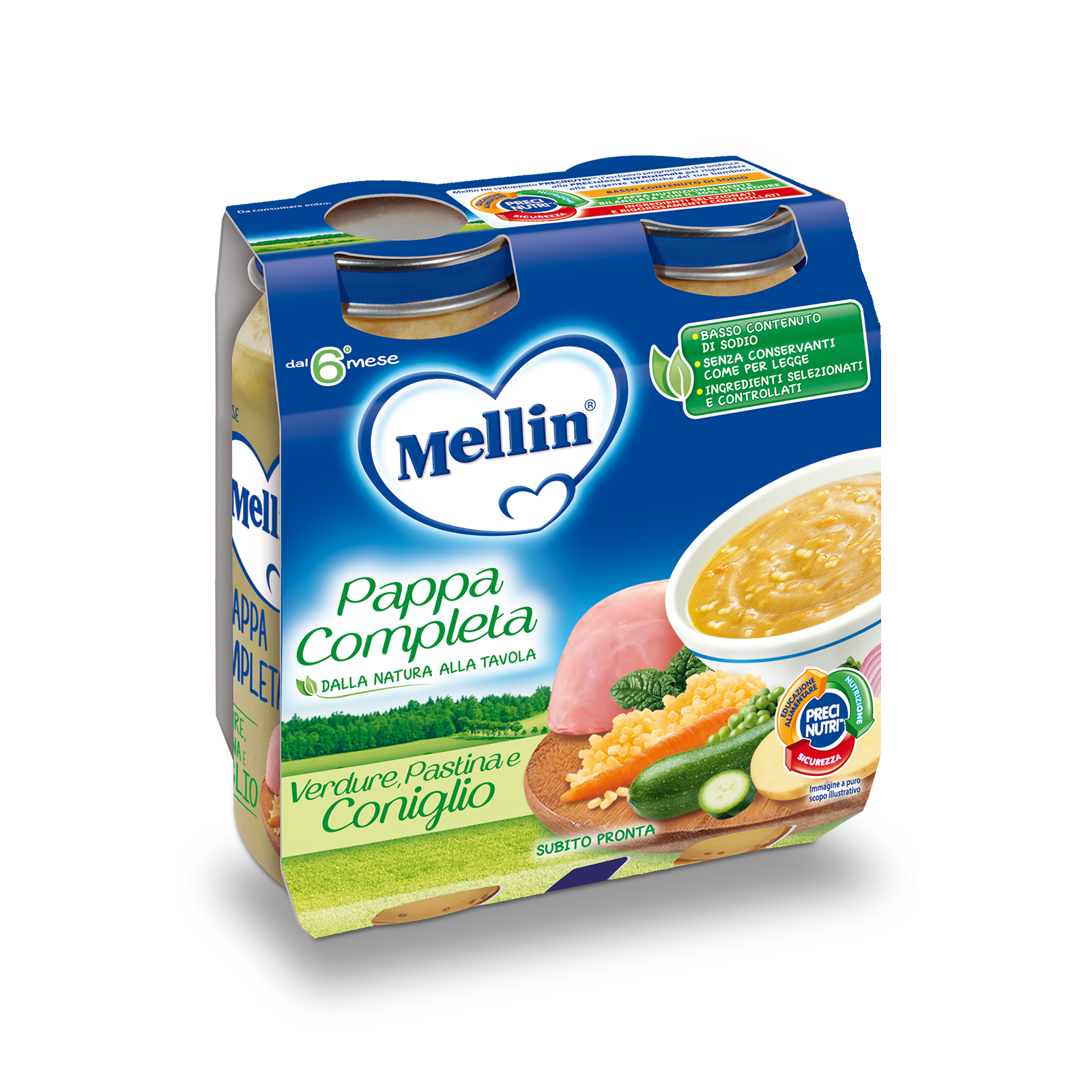 Mellin Pappa Completa Verdure Pastina Coniglio 2 x 250g