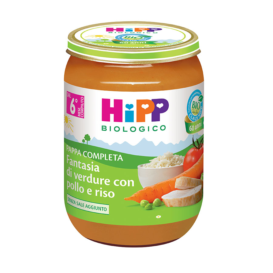 Hipp Fantasia Di Verdure Pappina Pronta con Pollo e Riso 190 g