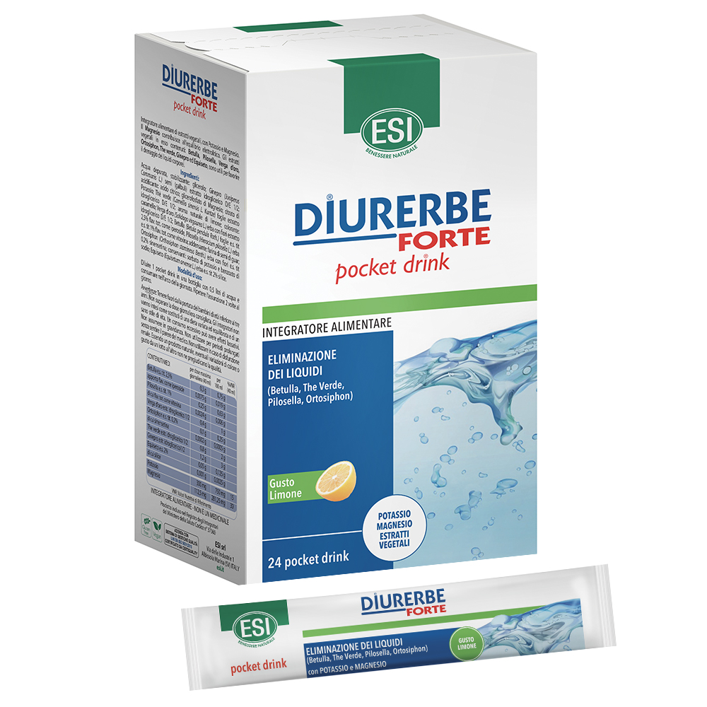 Esi Diurerbe Forte Pocket Drink Limone Integratore Drenante 24 Bustine