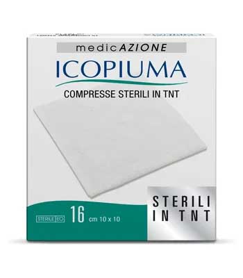 Icopiuma Compresse Adesive di Garza Sterili in TNT 10x10 cm 16 Pezzi