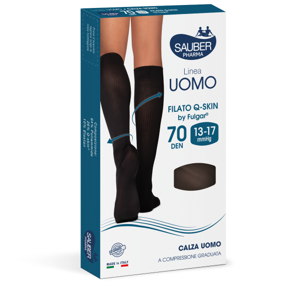 Sauber Linea Uomo Calza Anatomica Filato QSKIN 70 Den Taglia M Antracite
