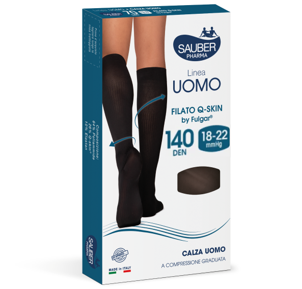 Sauber Linea Uomo Calza Anatomica Filato QSKIN 140 Den Taglia G Nero