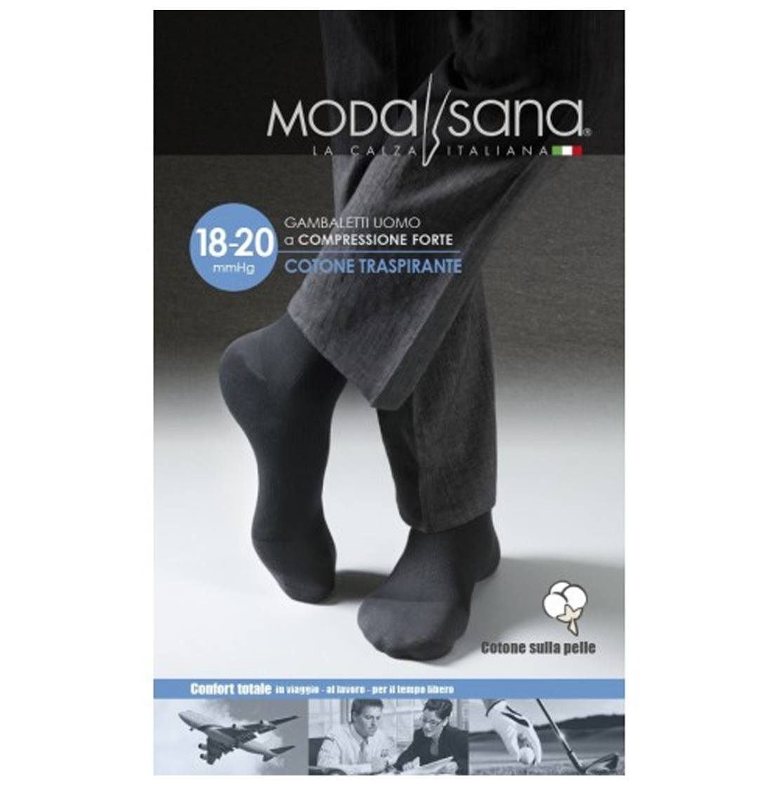 Modasana gambaletto 18/20 mmhg cotone antracite taglia m 1 paio