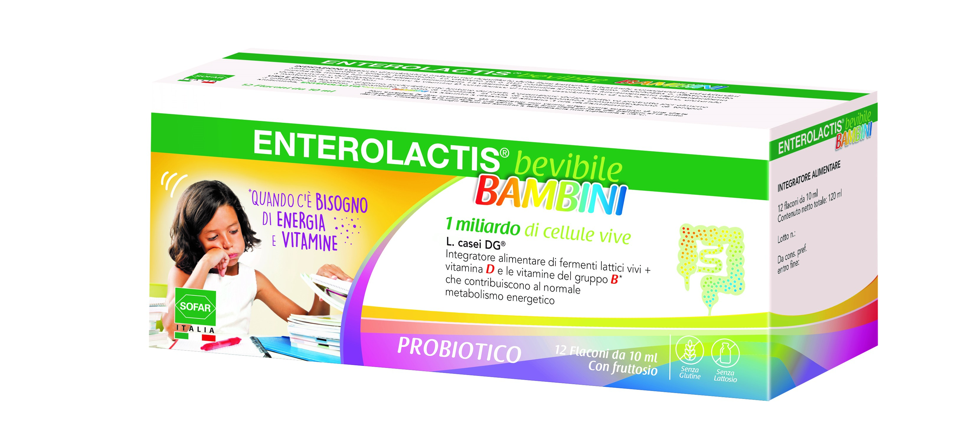 Enterolactis Bevibile Bambini Integratore Fermenti Lattici 12 Flaconcini