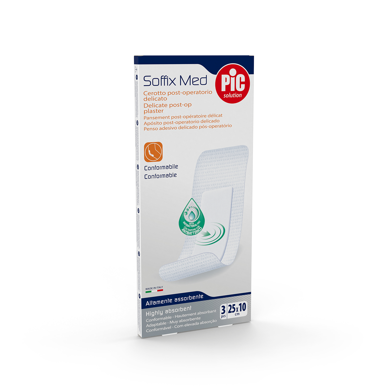 Pic Soffix Med Cerotto Post Operatorio Delicato 25x10 cm 3 Pezzi