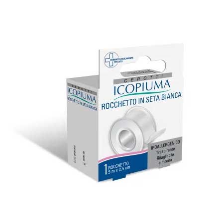 Icopiuma Cerotto Rocchetto In Seta Bianca Ipoallergenico cm 2,5x5 m