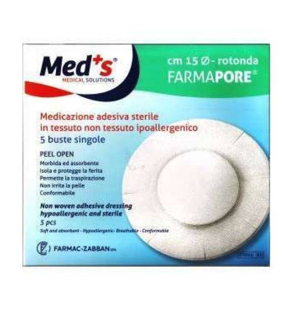 Med's Medicazione Autoadesiva Sterile Rotonda 15 cm 5 Pezzi