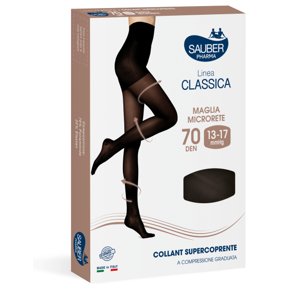 Sauber Linea Classica Collant Supercoprente in Maglia Liscia 70 Den Colore Nero Taglia 3