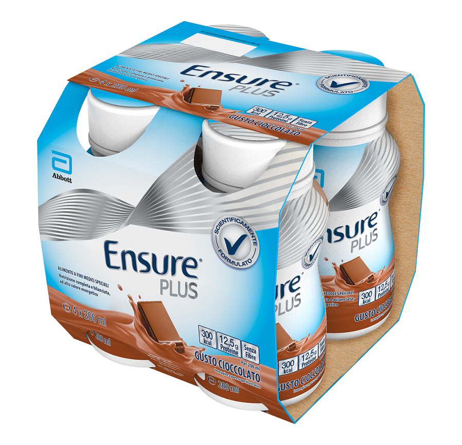 Ensure Plus Alimento a Fini Medici Speciali Ipercalorico Cioccolato 4x200ml
