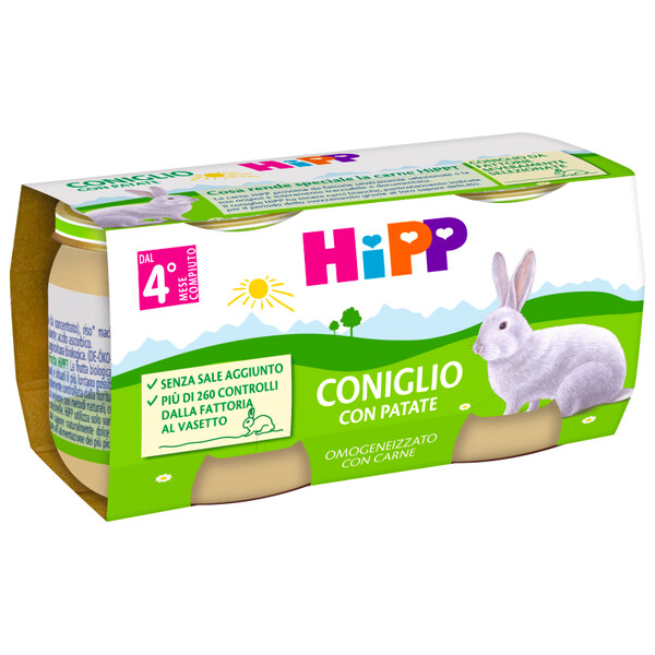 Hipp Biologico Omogeneizzato Coniglio e Patate 2x80 g