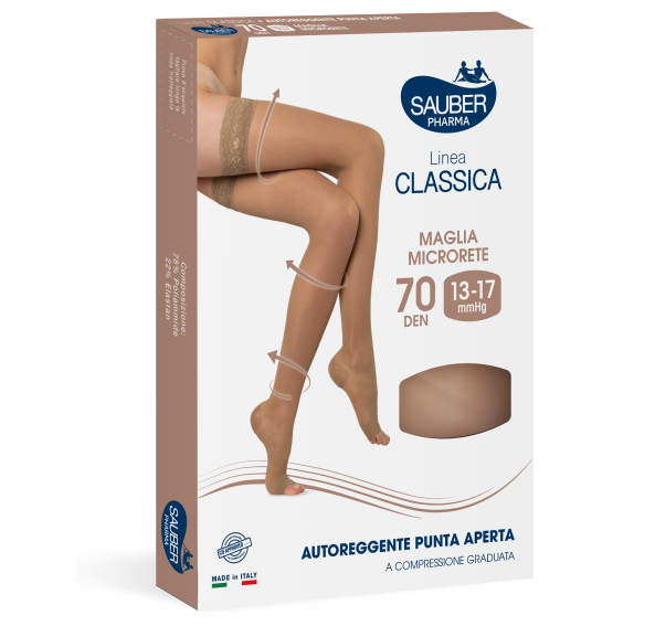 Sauber Autoreggenti A Punta Aperta 70 Den Colore Beige Taglia 5