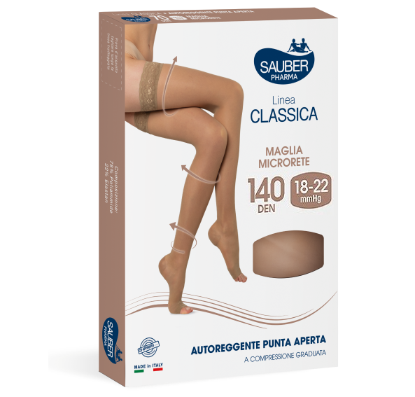 Sauber Autoreggenti A Punta Aperta 140 Den Colore Nero Taglia 5