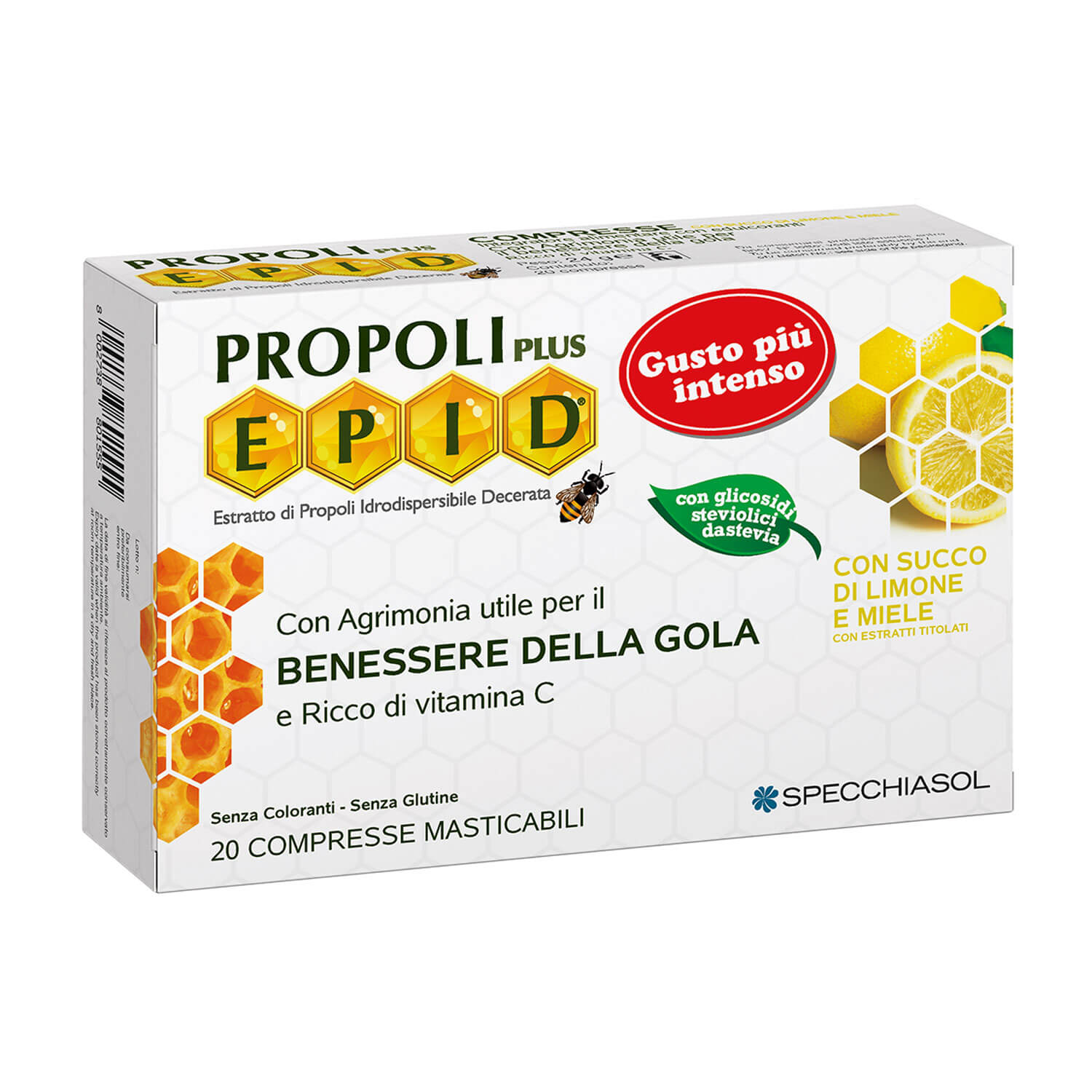 Specchiasol Epid Compresse Limone e Miele Integratore Gola 20 Compresse Masticabili