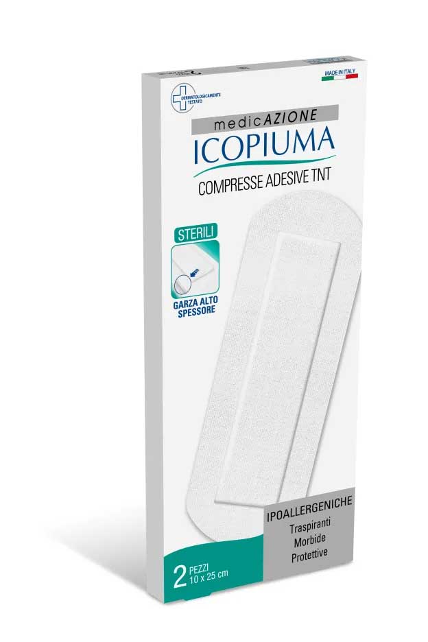 Icopiuma Compresse Adesive Sterili In TNT 10x25 cm 2 Pezzi