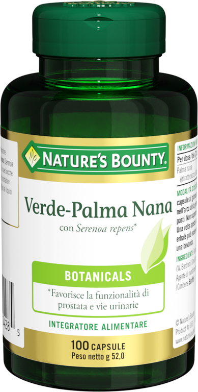 Nature's Bounty Verde-Palma Nana Integratore Benessere Prostata 100 Capsule