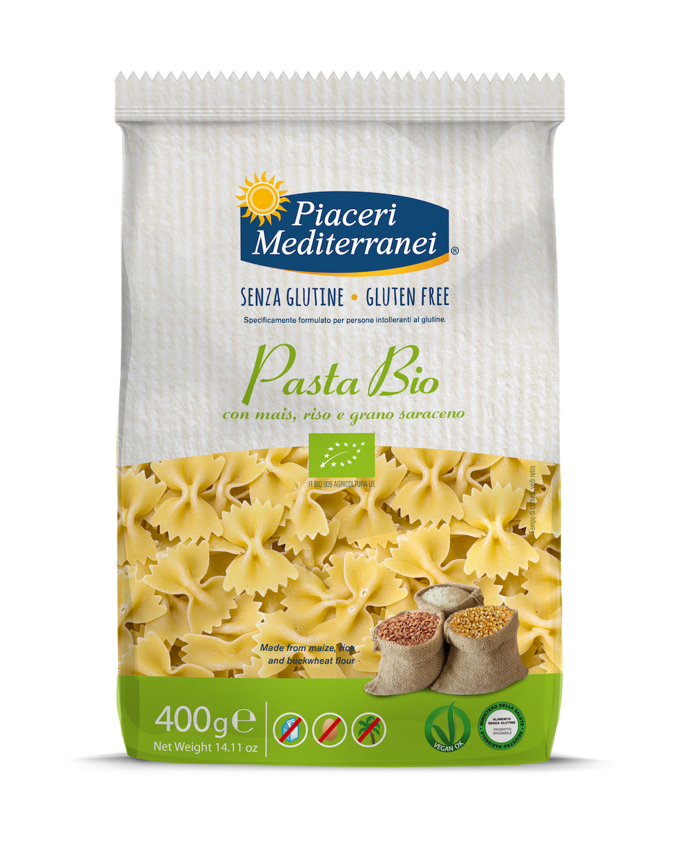 Piaceri Mediterranei Pasta Bio Farfalle Senza Glutine 400 g